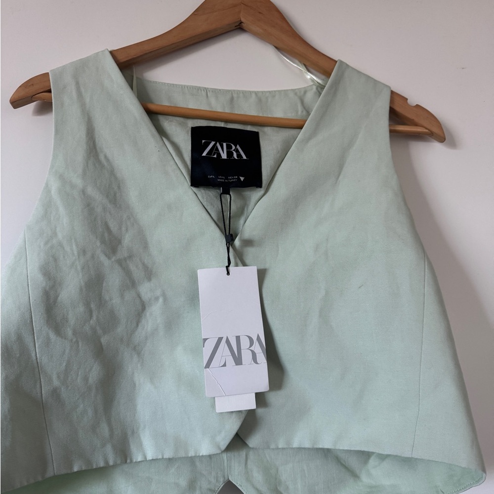 Zara Mint Green Cropped Vest